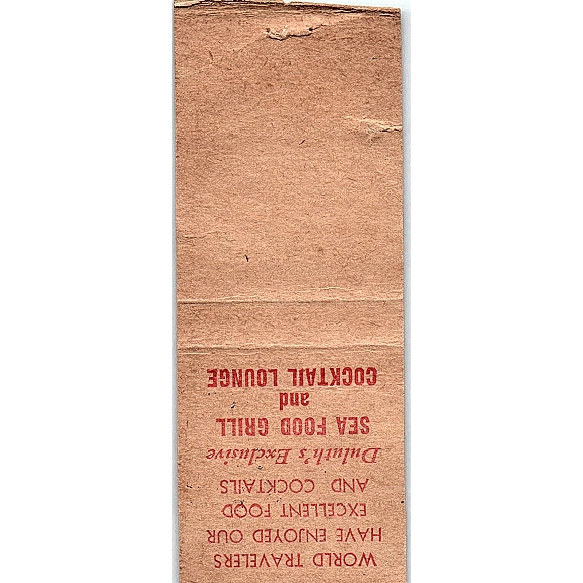 The Jolly Fisher Sea Foods Duluth MN Vintage Matchbook Cover SC7-Y4