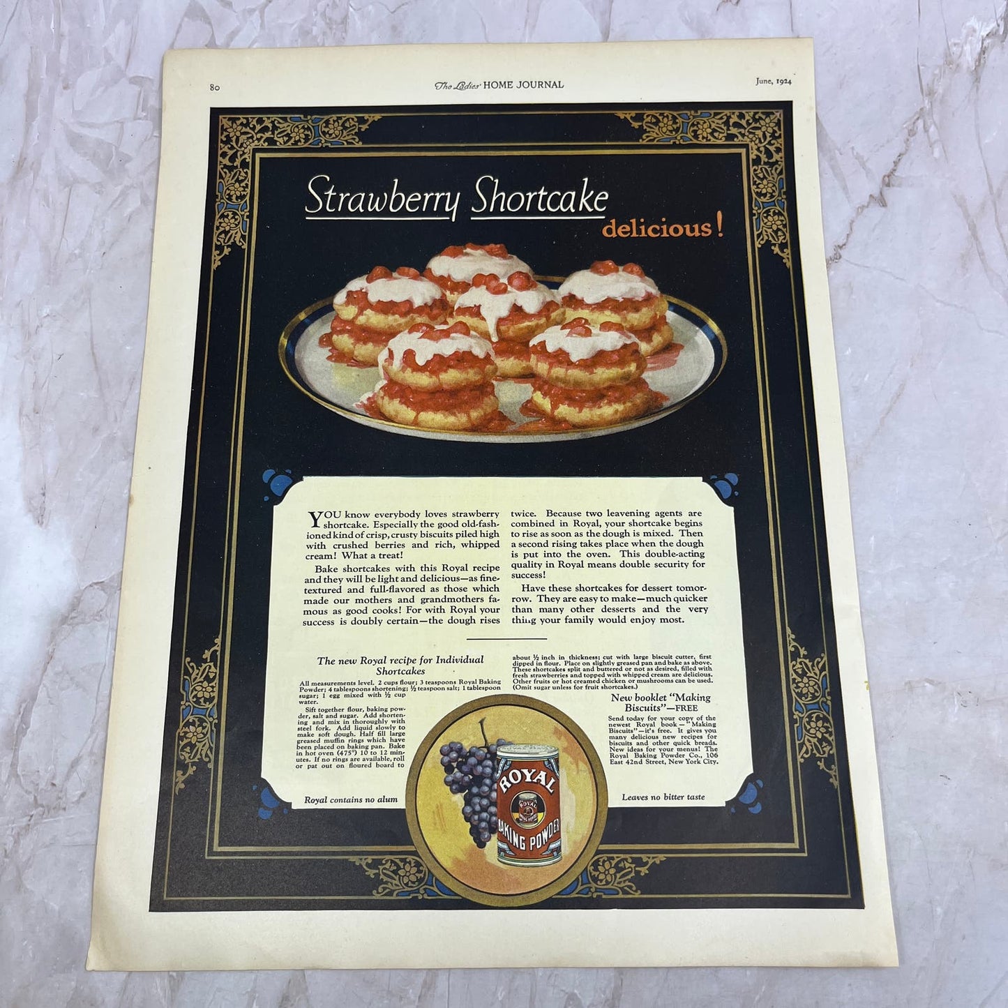 Royal Baking Powder Strawberry Shortcake 1924 Magazine Ad FL6-11