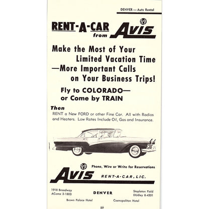 Rent-A-Car from Avis 1958 Ad AG1-8