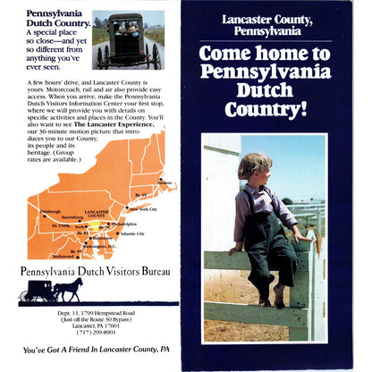 1970s Lancaster County Pennsylvania Dutch Country Travel Brochure TF4-BB