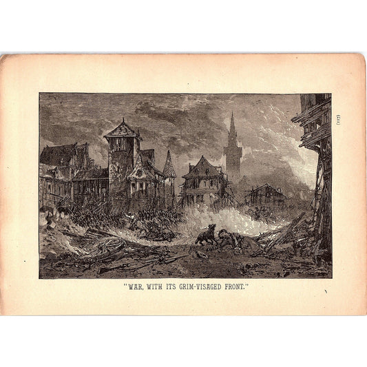 War, With its Grim-Visaged Front 1884 Engraving TA5-CJ-1