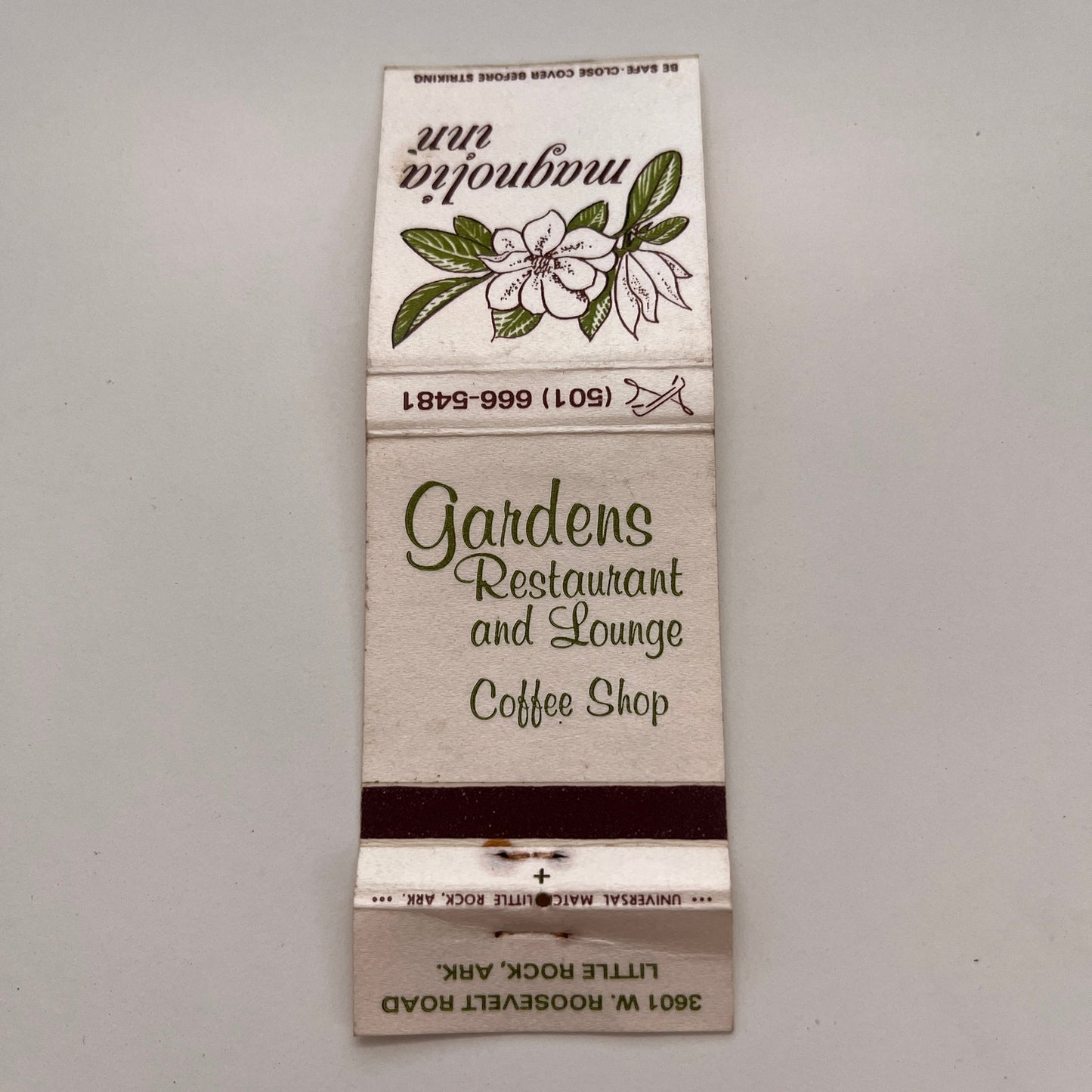 Magnolia Inn Gardens Restaurant & Lounge Little Rock AR Vtg Matchbook TB6-MB2-15