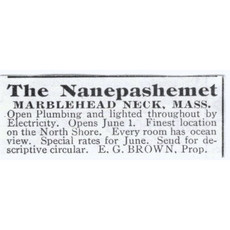 The Nanepashemet Marblehead Neck MA E.G. Brown c1918 Advertisement AE5-SV3