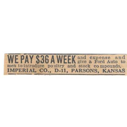 Imperial Co Poultry Stock and Compounds Parsons Kansas 1920 Ad AG2-S9