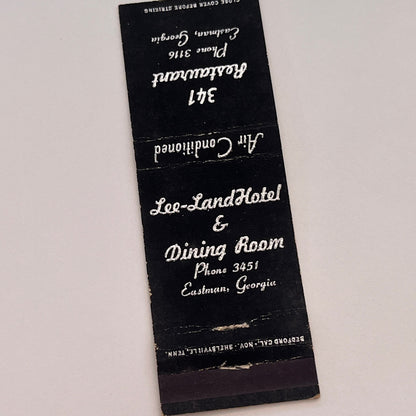 341 Restaurant Eastman Georgia Lee-Land Hotel Vintage Matchbook Cover TB6-MB2-3