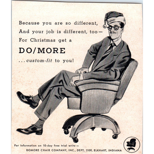 Domore Chair Company Christmas Office Chairs Elkhart IN 1951 Magazine Ad AF1-MF1