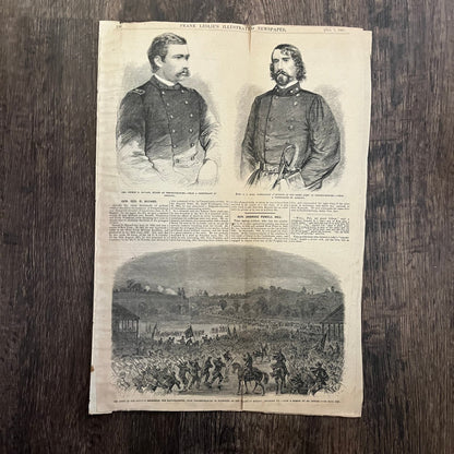 Army at Rappahannock George Bayard A.P. Hill 1863 Civil War Engraving C88