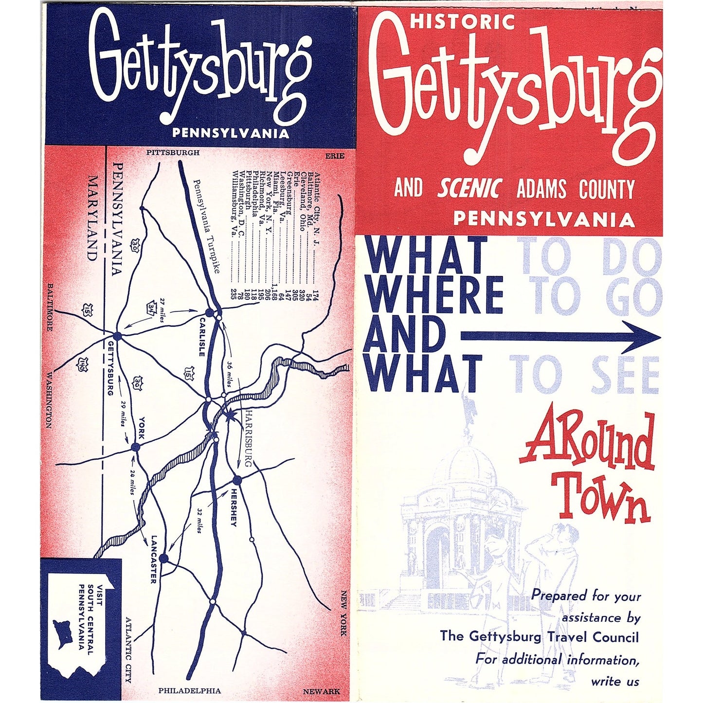 Historic Gettysburg & Scenic Adams County PA Vintage Travel Brochure TH2-TB5