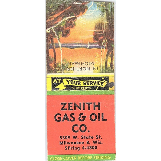 Zenith Gas & Oil Co Milwaukee WI Vintage Matchbook Cover SC7-Y4