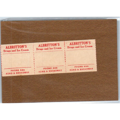 Albertson's Drugs & Ice Cream 32nd & Broadway Antique Apothecary Label TH2-AL