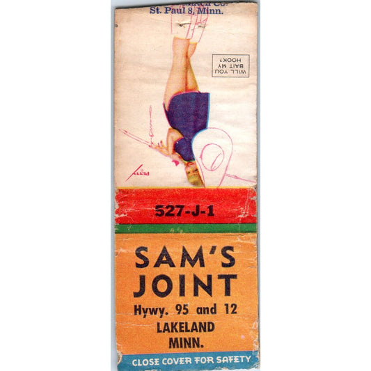 Sam's Joint Lakeland Minnesota Pinup Vintage Matchbook Cover SD4-Y12