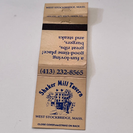 Shaker Mill Tavern West Stockbridge MA Vintage Matchbook Cover TB6-MB1-11