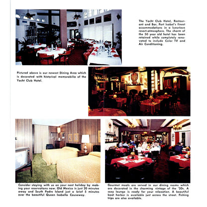 1980s Yacht Club Hotel Restaurant & Bar Port Isabel Texas Brochure TF4-BC