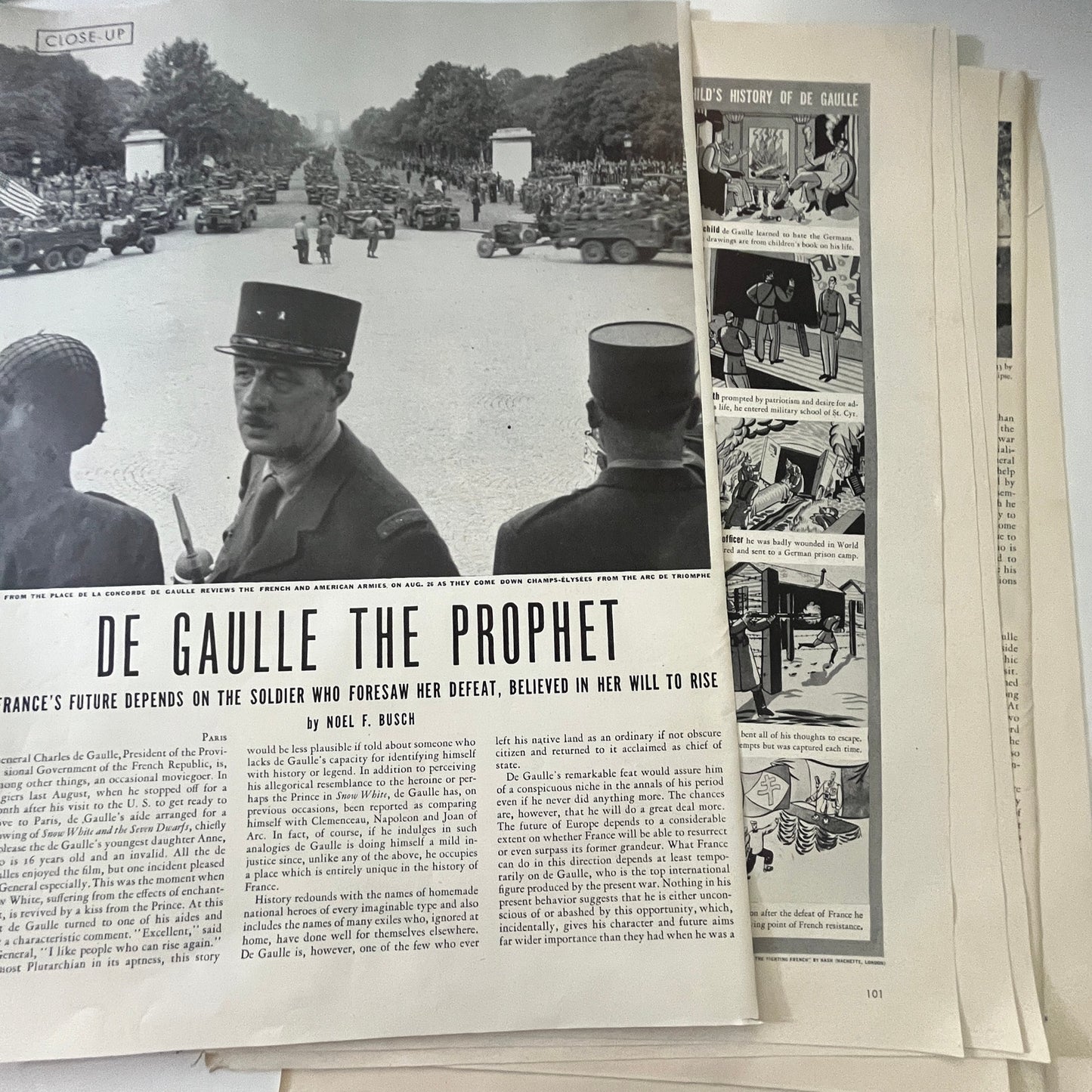 De Gaulle the Prophet by Noel F. Busch 7 Pages 1940s WWII Era Article V29-5