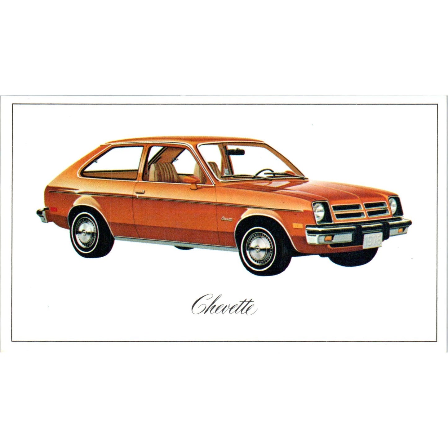 Chevette Hatchback Coupe Orange Chevrolet Chevy Vintage Postcard PC12