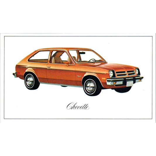 Chevette Hatchback Coupe Orange Chevrolet Chevy Vintage Postcard PC12