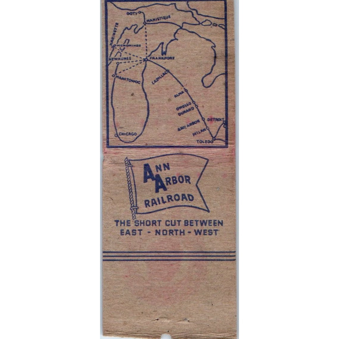 Ann Arbor Railroad Double A Service Vintage Matchbook Cover SD2-Y9