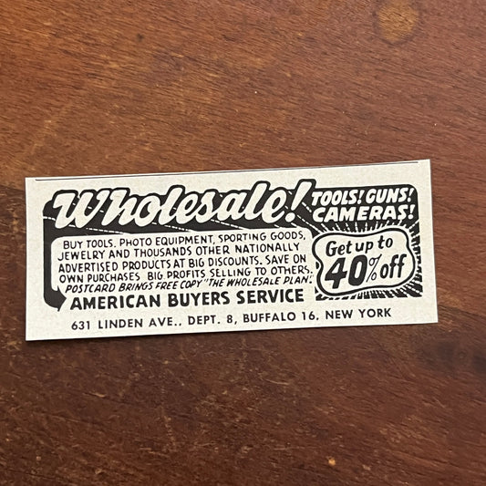Wholesale Goods - American Buyers Service Buffalo NY 1955 Ad AG1-S1