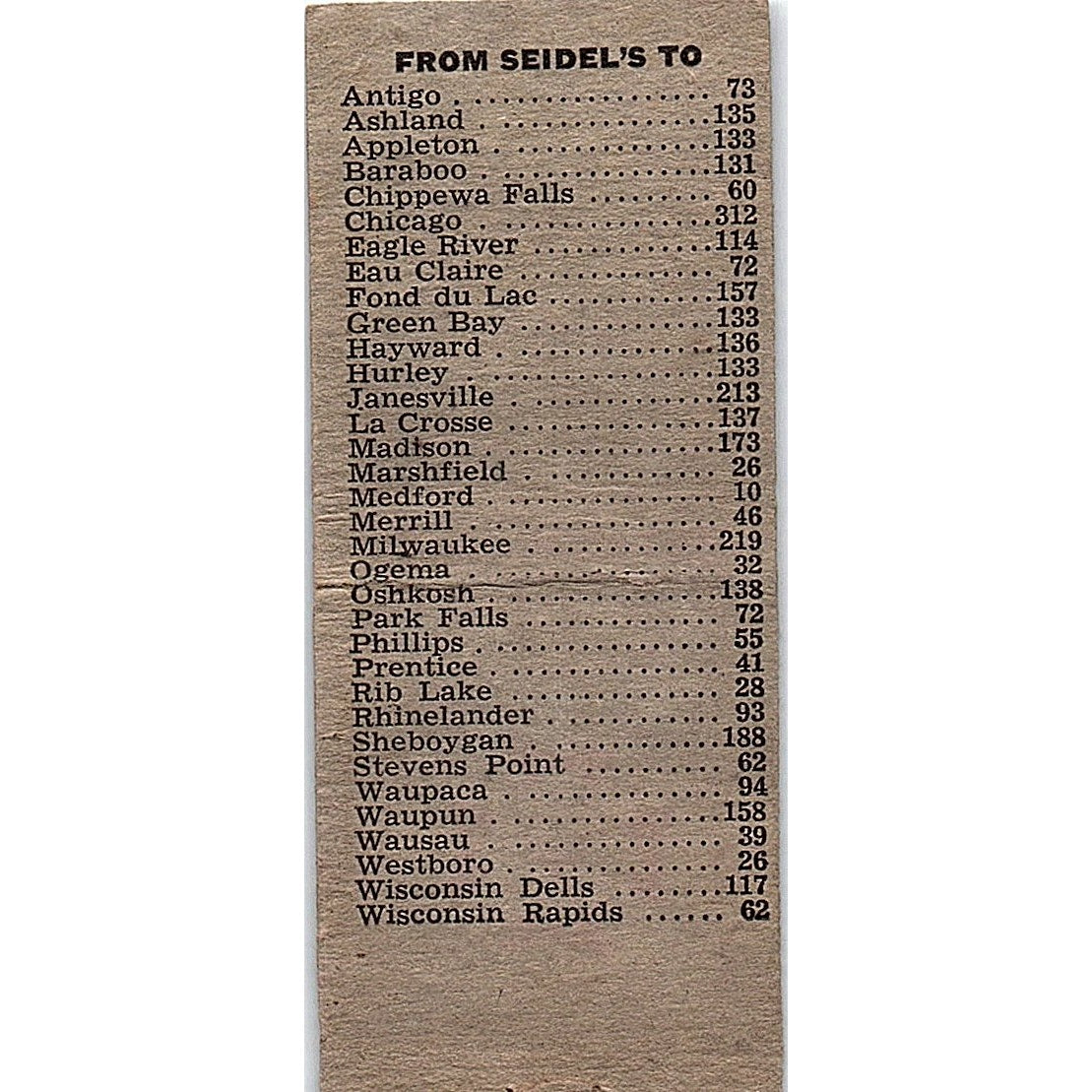 Seidel Bros Service Dorchester WI Vintage Matchbook Cover SF3-Y1