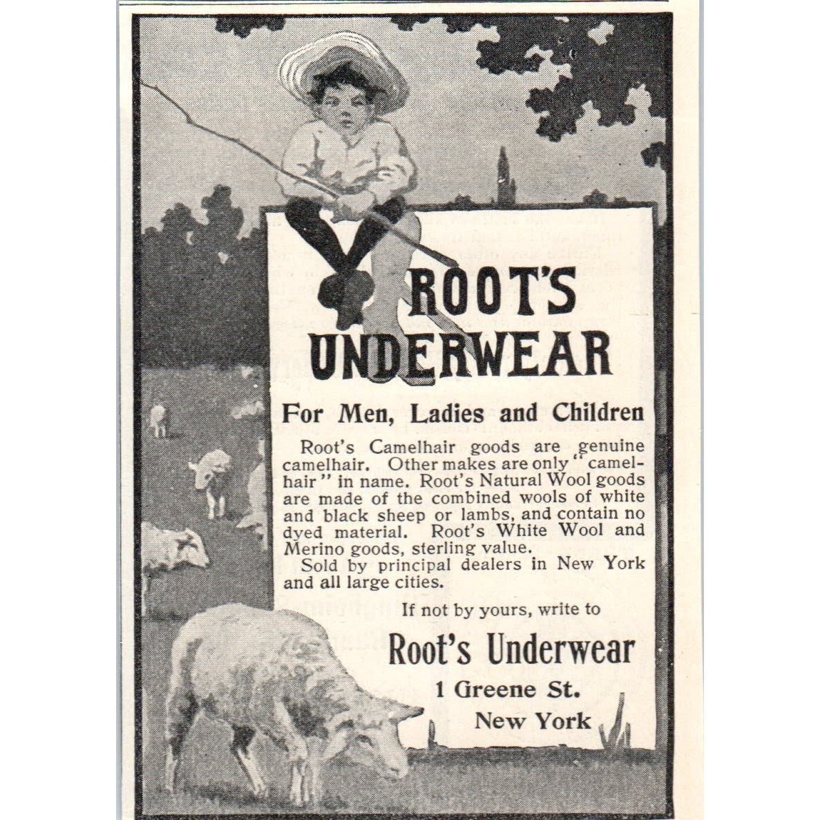 Root's Underwear New York c1905 Original Magazine Advertisement AE7-A1