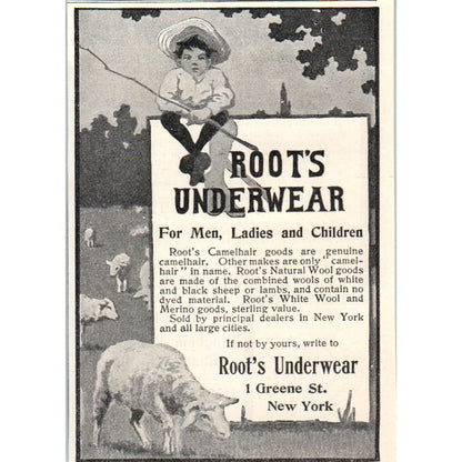 Root's Underwear New York c1905 Original Magazine Advertisement AE7-A1