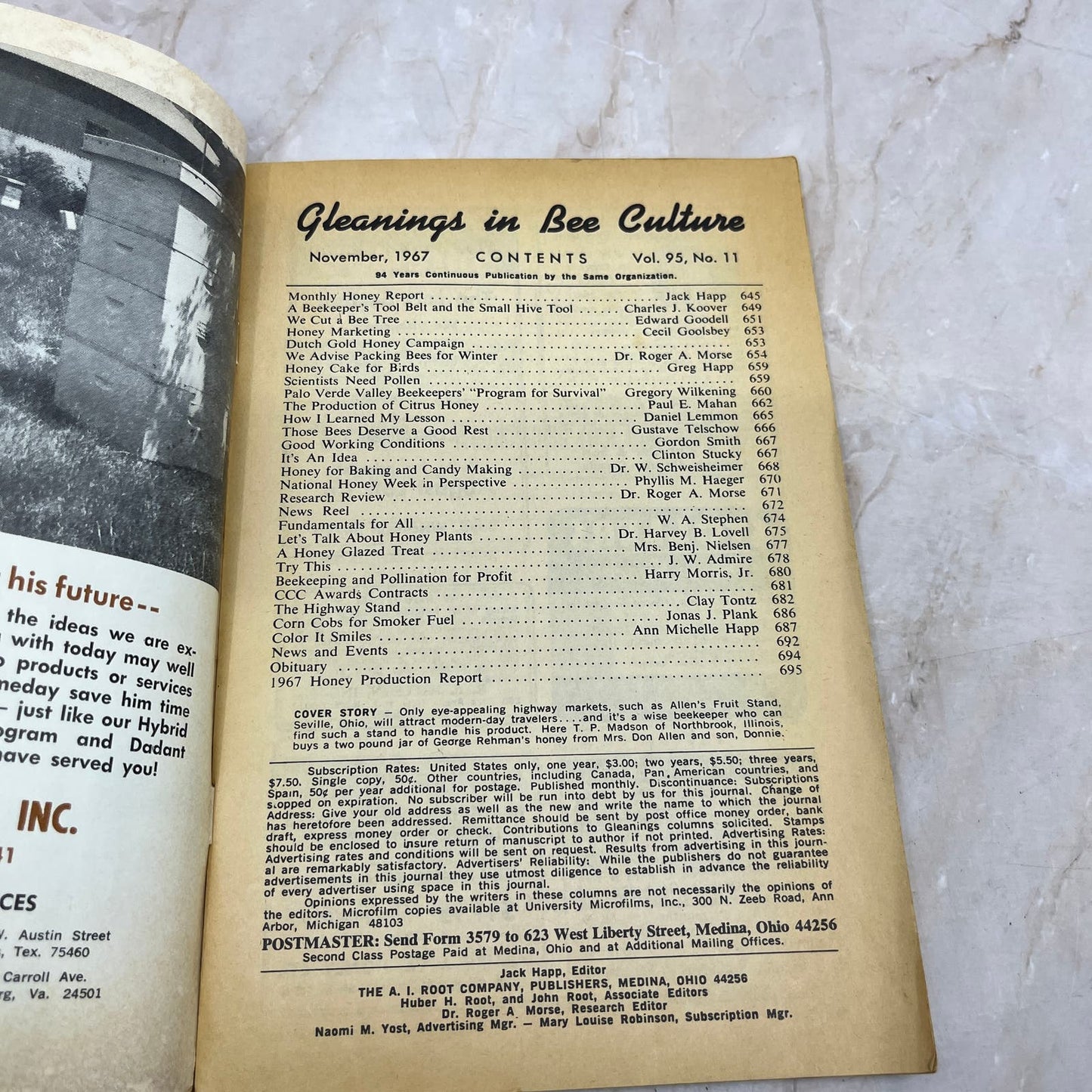 1967 Nov Gleanings in Bee Culture Magazine Bees Beekeeping Honey TD7