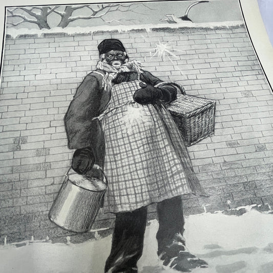 Older Black Man Snowball Attack  - Original 1904 A.B. Frost Art Print V14-3