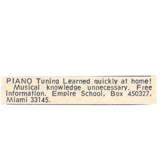 Empire School Piano Tuning Miami FL 1977 Ad AF6-S8