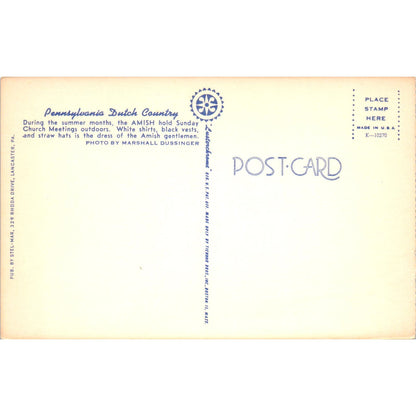 Amish Outdoor Sunday Church Meeting PA Dutch Country Vintage Postcard PD4