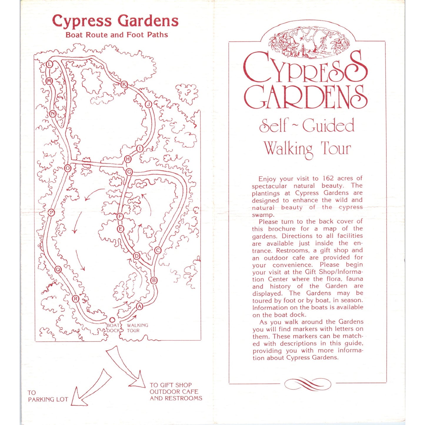 Vintage Cypress Gardens Self Guided Walking Tour Brochure TF4-B3