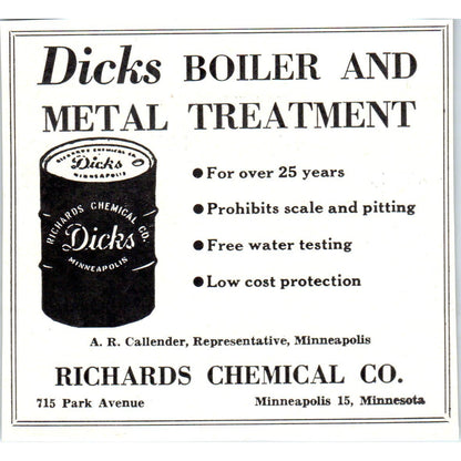 Dicks Boiler Richards Chemical Mpls, Golden Churn Labs St. Louis 1953 Ad AE9-DC2