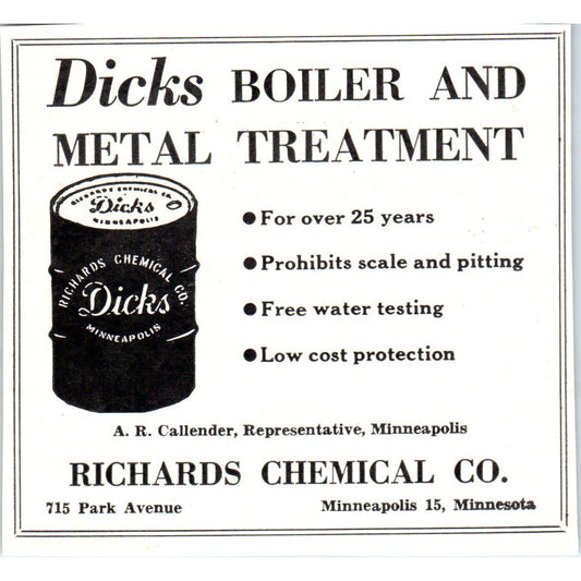 Dicks Boiler Richards Chemical Mpls, Golden Churn Labs St. Louis 1953 Ad AE9-DC2