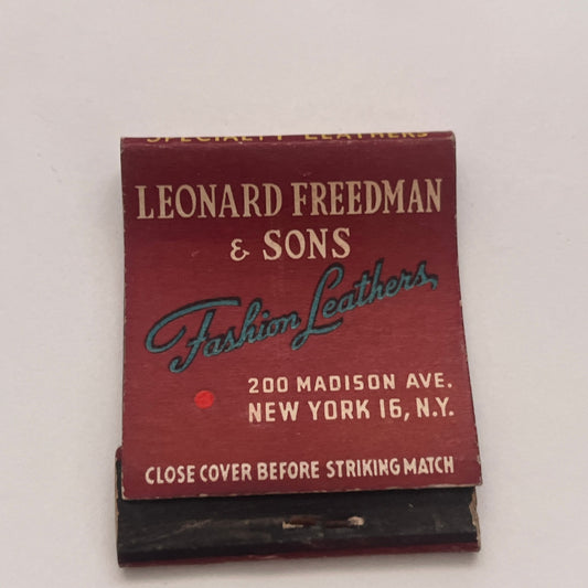 Leonard Freedman & Sons Fashion Leathers Madison Ave NY Matchbook TB8-MB2-4