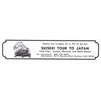 Suiseki Tour To Japan Mrs Toy Sato Gardena California 1972 Ad AF8-M4
