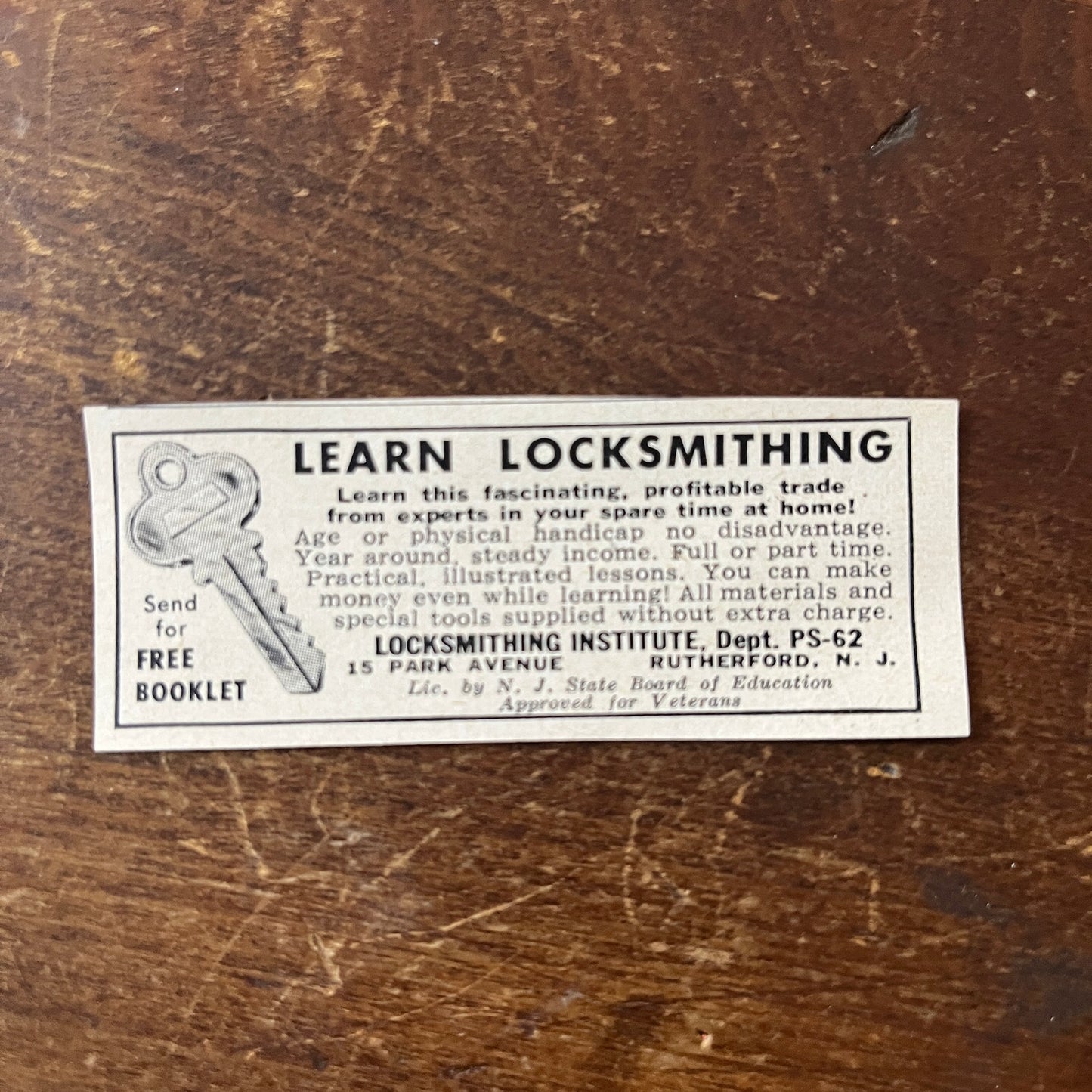 Learn Locksmithing - Locksmithing Institute Rutherford NJ 1955 Ad AF9-S9