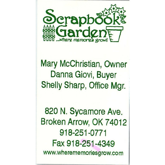 Scrapbook Garden Mary McChristian Broken Arrow OK Business Card SC9-B11