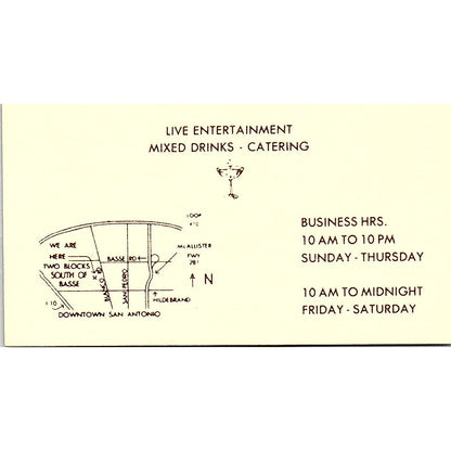 Los Barrios Restaurant Viola Barrios San Antonio Vintage Business Card SD9-B12