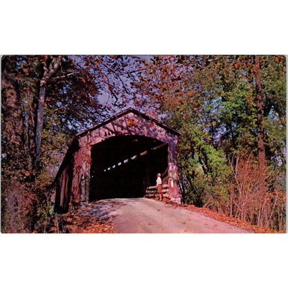 Shieldstown Bridge Jackson County Brownstown Indiana Covered Bridge Postcard PC7