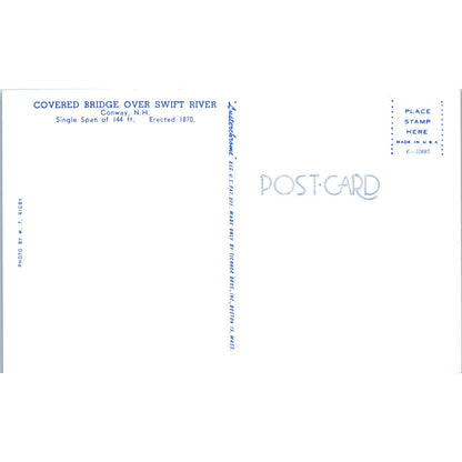 Covered Bridge Over Swift River Conway NH Vintage Covered Bridge Postcard PC11