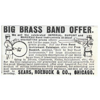 Big Brass Band Sears Roebuck & Co c1905 Original Magazine Advertisement AE7-SA1