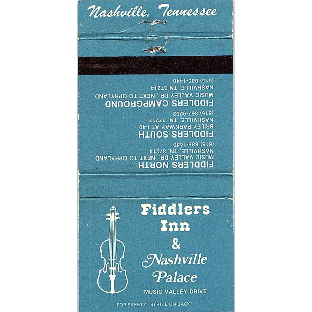 Fiddlers Inn & Nashville Palace Music Valley Drive Vintage Matchbook MM4-10