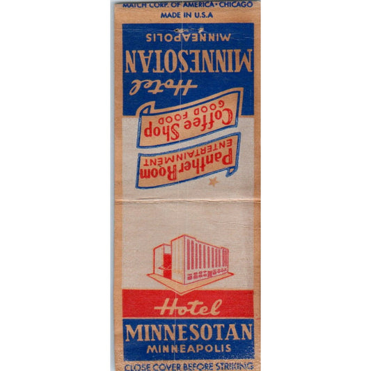 Hotel Minnesotan Minneapolis Panther Room Vintage Matchbook Cover SD4-Y13