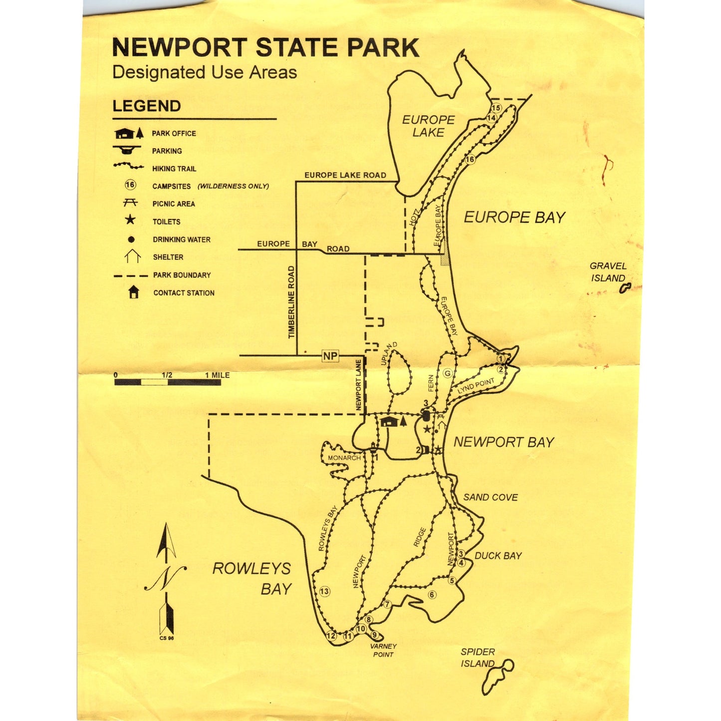 Vintage Newport State Park Travel Map Wisconsin Leaflet H5-5
