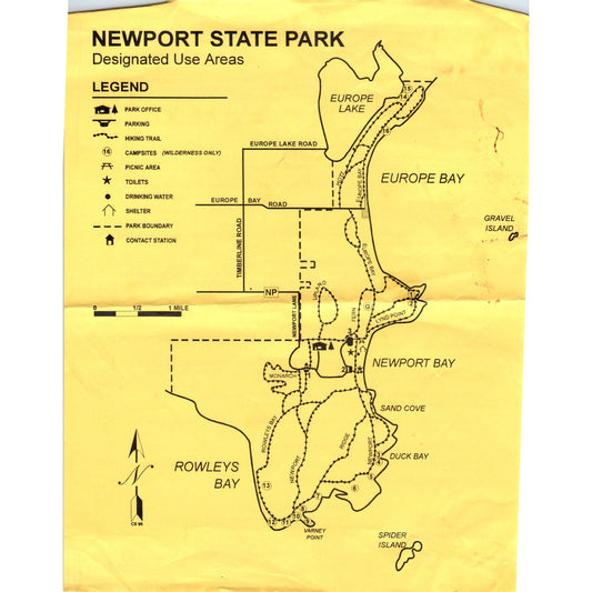 Vintage Newport State Park Travel Map Wisconsin Leaflet H5-5