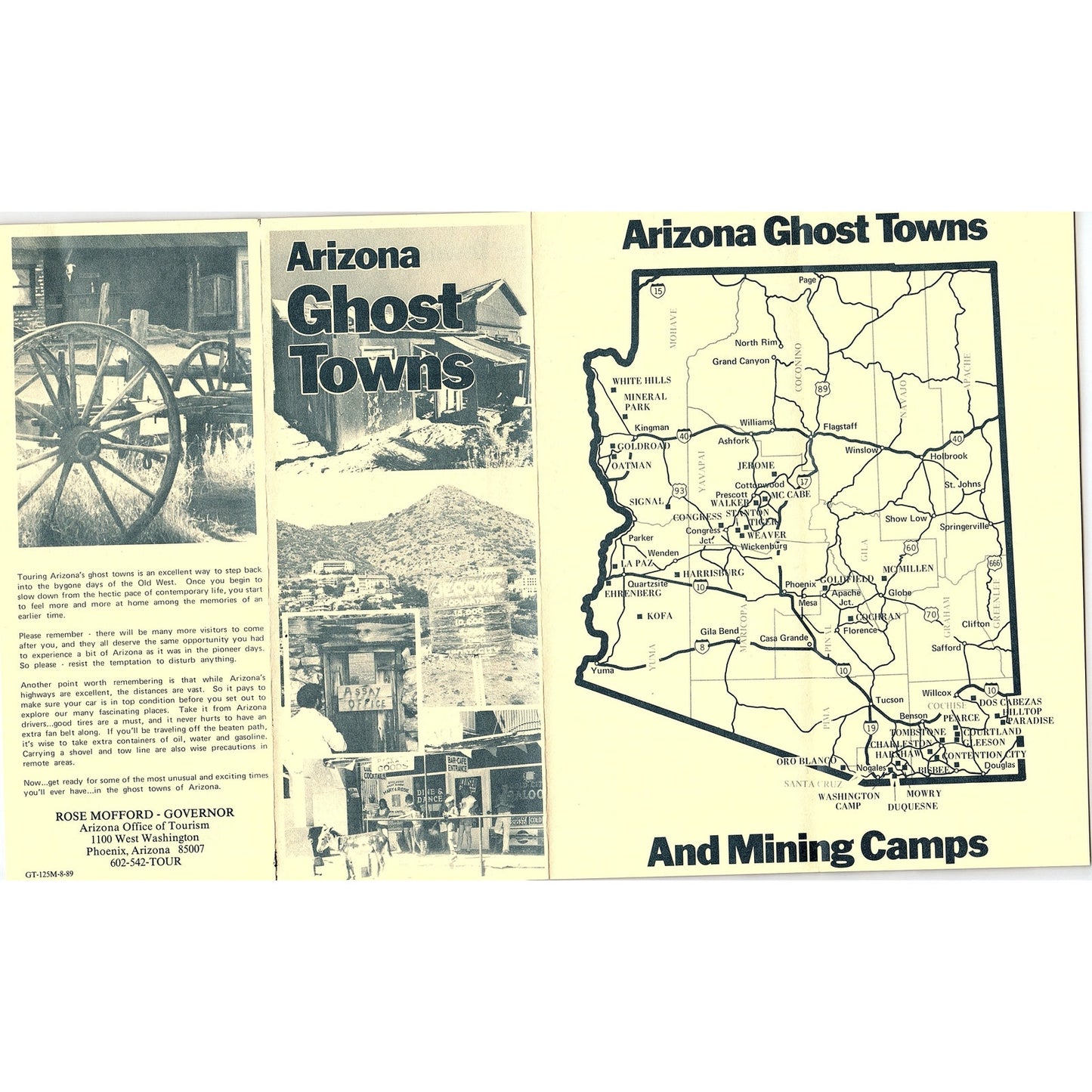 Arizona Ghost Towns Vintage Fold Out Travel Brochure TH2-TB1