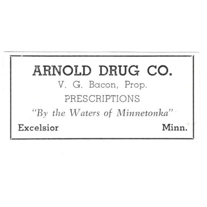 Arnold Drug Co V.G. Bacon Excelsior MN 1940 Magazine Ad AF1-SS5