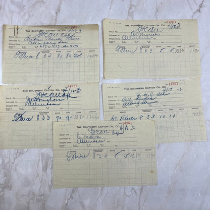 1913 The Southern Cotton Oil Co South Carolina Billhead Receipt Lot of 5 AE4