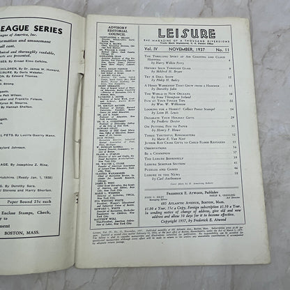 1937 Nov - Leisure Magazine - Football Cover  TI9-P3