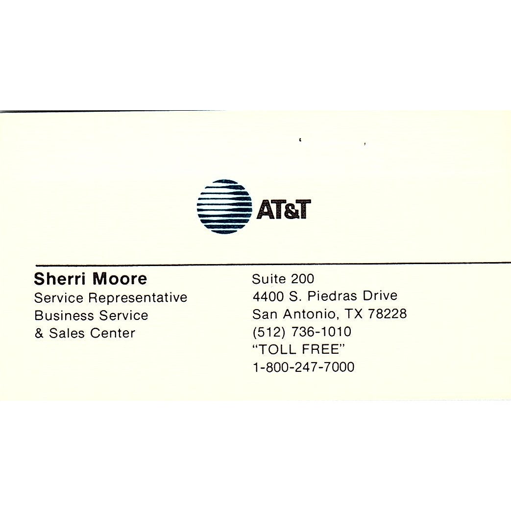 Sherri Moore AT&T Houston TX Vintage Business Card SE3-B16