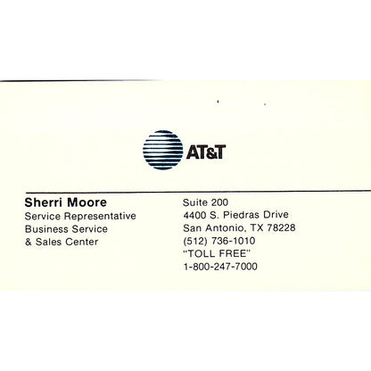 Sherri Moore AT&T Houston TX Vintage Business Card SE3-B16